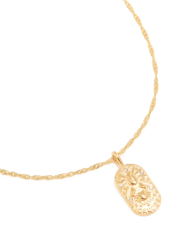 Waterproof Gold Plated Stainless Steel Cancer Tab Necklace sold by lovisa