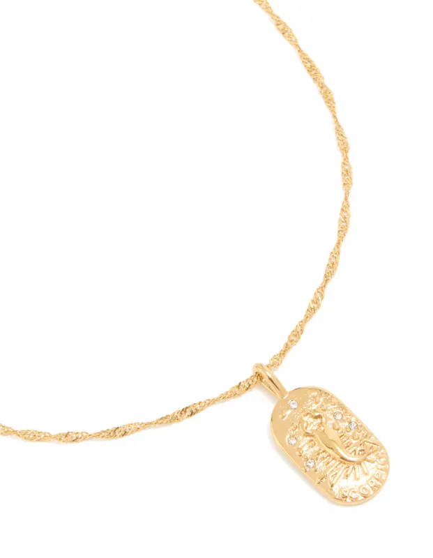 Waterproof Gold Plated Stainless Steel Scorpio Tab Necklace sold by lovisa