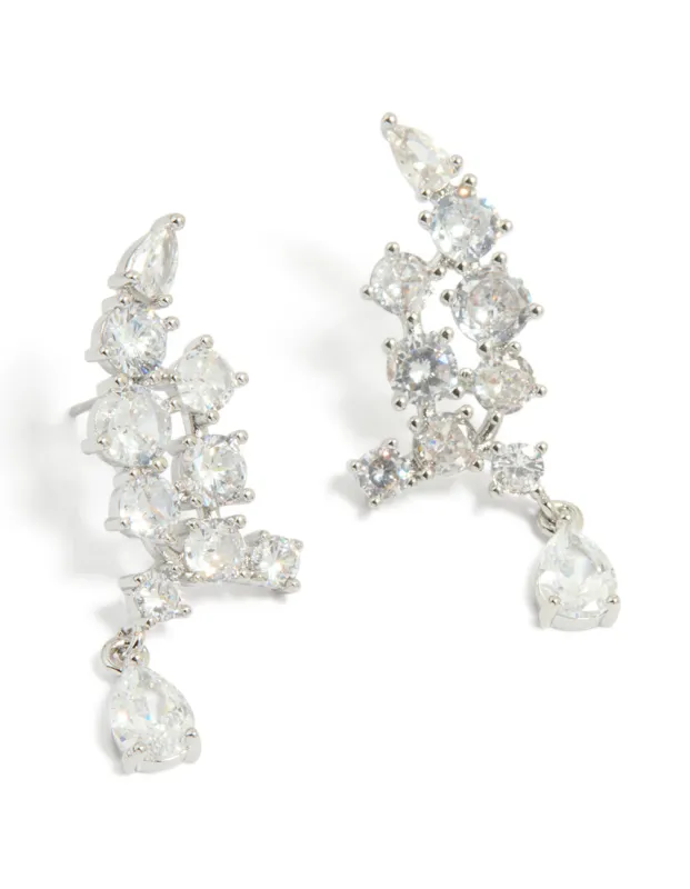 Silver Cubic Zirconia Drop Earrings sold by lovisa