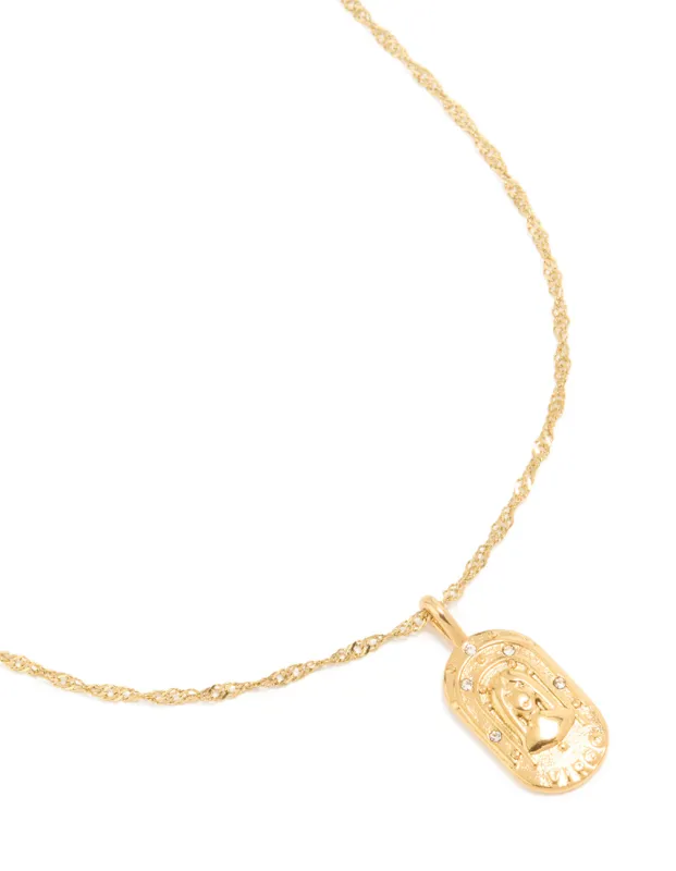 Waterproof Gold Plated Stainless Steel Virgo Tab Necklace sold by lovisa