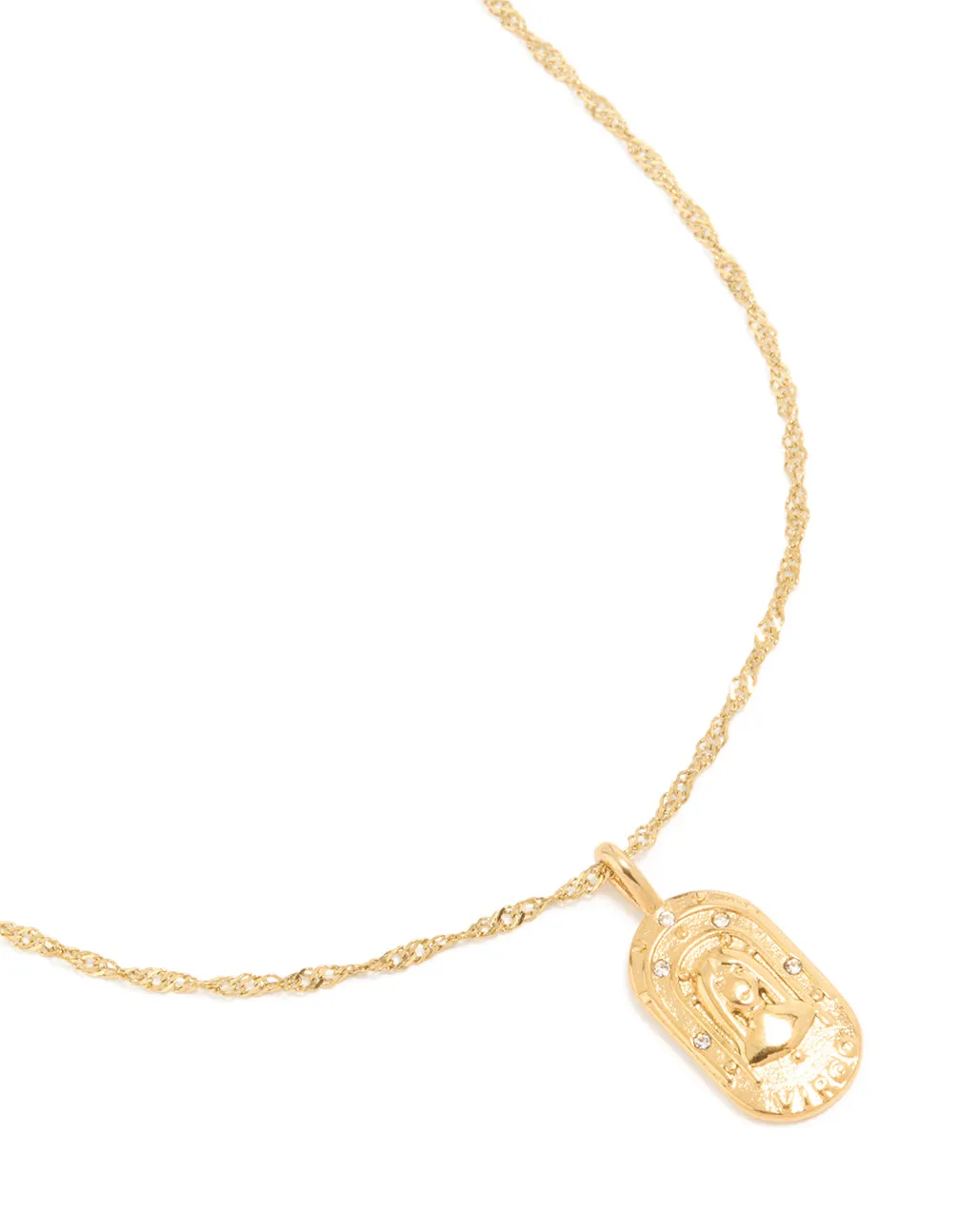Waterproof Gold Plated Stainless Steel Virgo Tab Necklace sold by lovisa