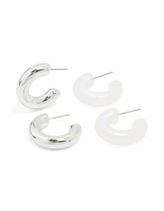 Silver & Acrylic Bubble Hoop Earrings 2-Pack sold by lovisa