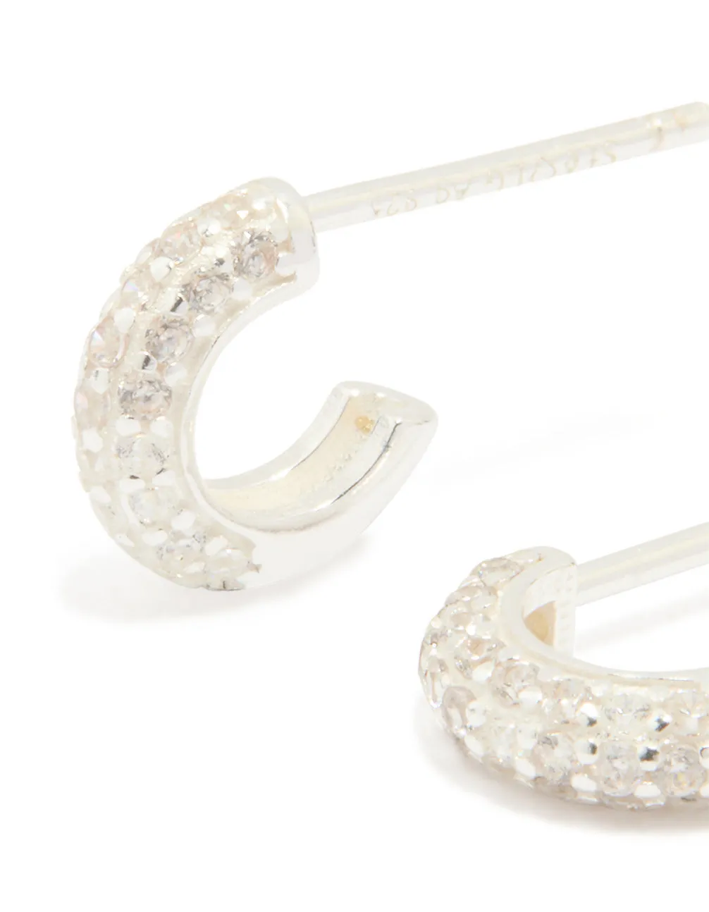 Sterling Silver Cubic Zirconia Pave C-Shaped Hoop Earrings sold by lovisa product image thumbnail 2