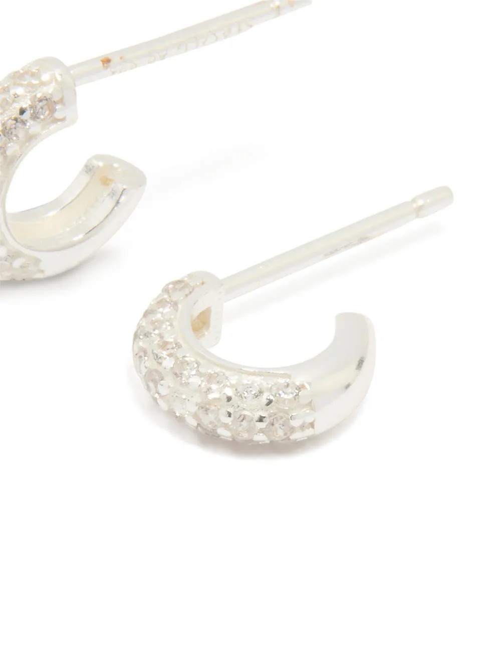 Sterling Silver Cubic Zirconia Pave C-Shaped Hoop Earrings sold by lovisa product image thumbnail 3
