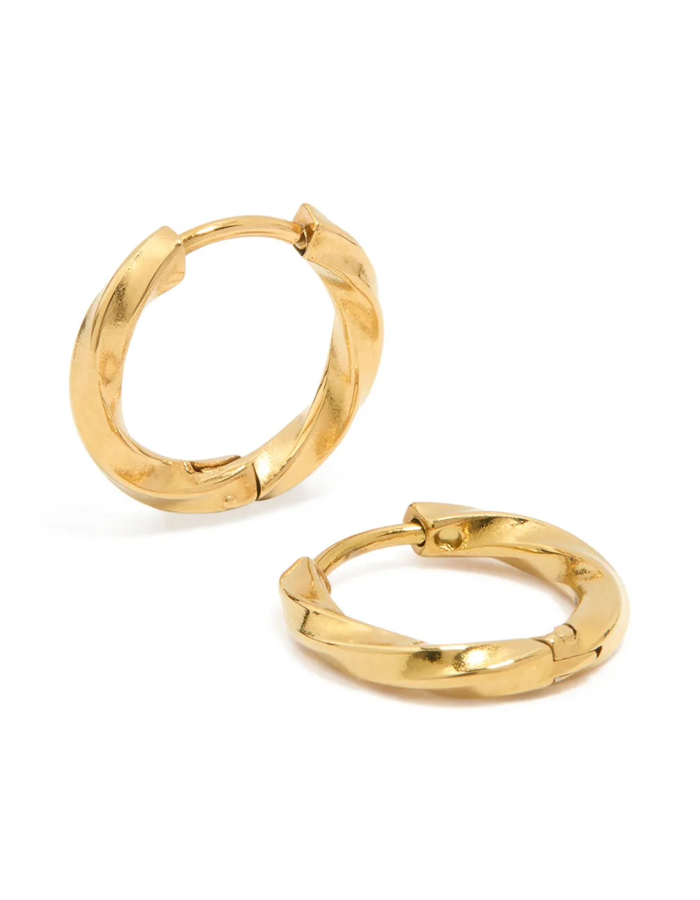 Waterproof Gold Plated Stainless Steel Huggie Earrings 10MM sold by lovisa
