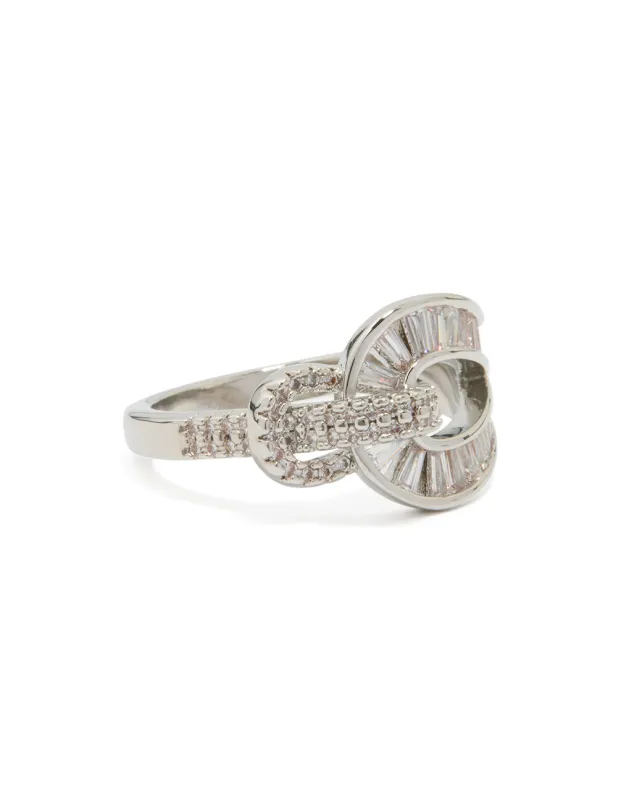 Silver Cubic Zirconia Knot Ring sold by lovisa