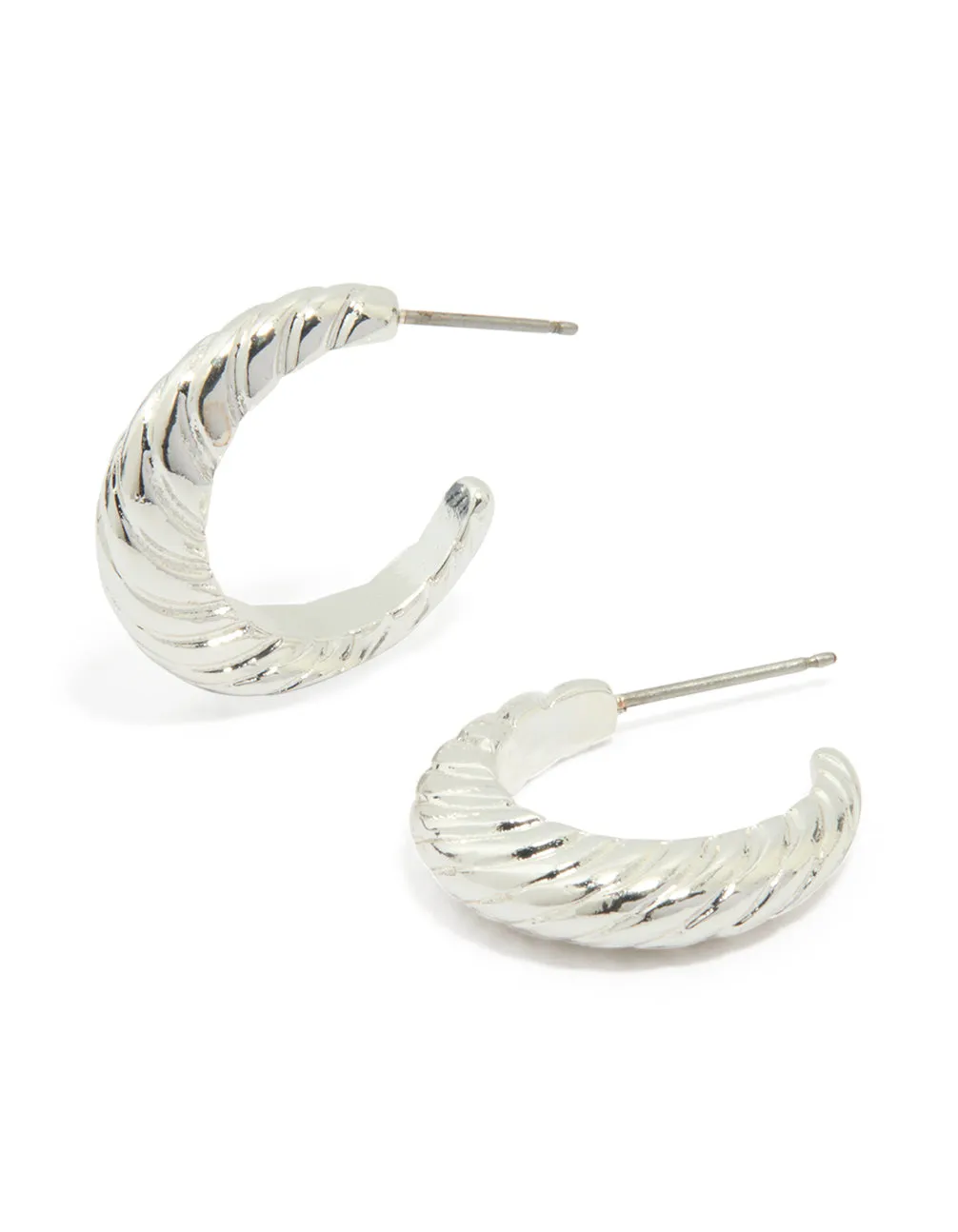 Silver Twisted Hoop Earrings sold by lovisa