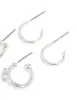 Silver Diamante Star & Smooth Hoop Earrings 3-Pack sold by lovisa
