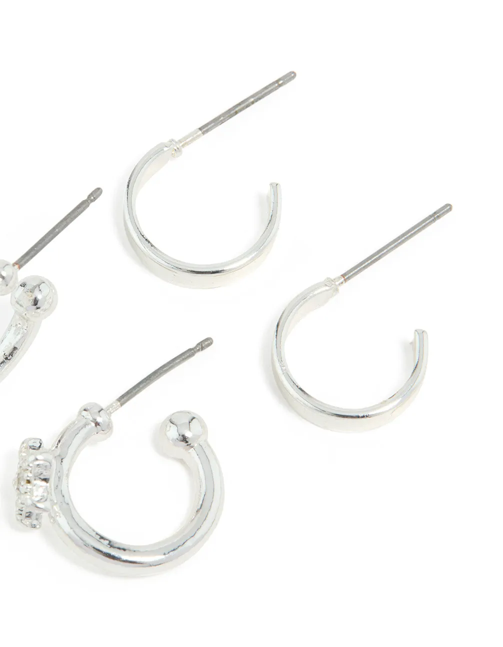 Silver Diamante Star & Smooth Hoop Earrings 3-Pack sold by lovisa product image thumbnail 3