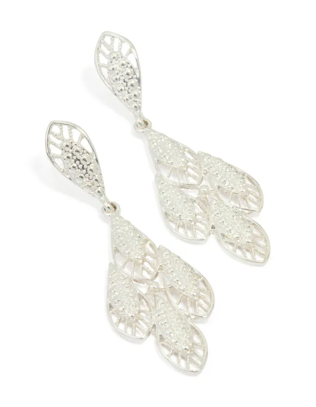 Silver Filigree Leaf Drop Earrings sold by lovisa