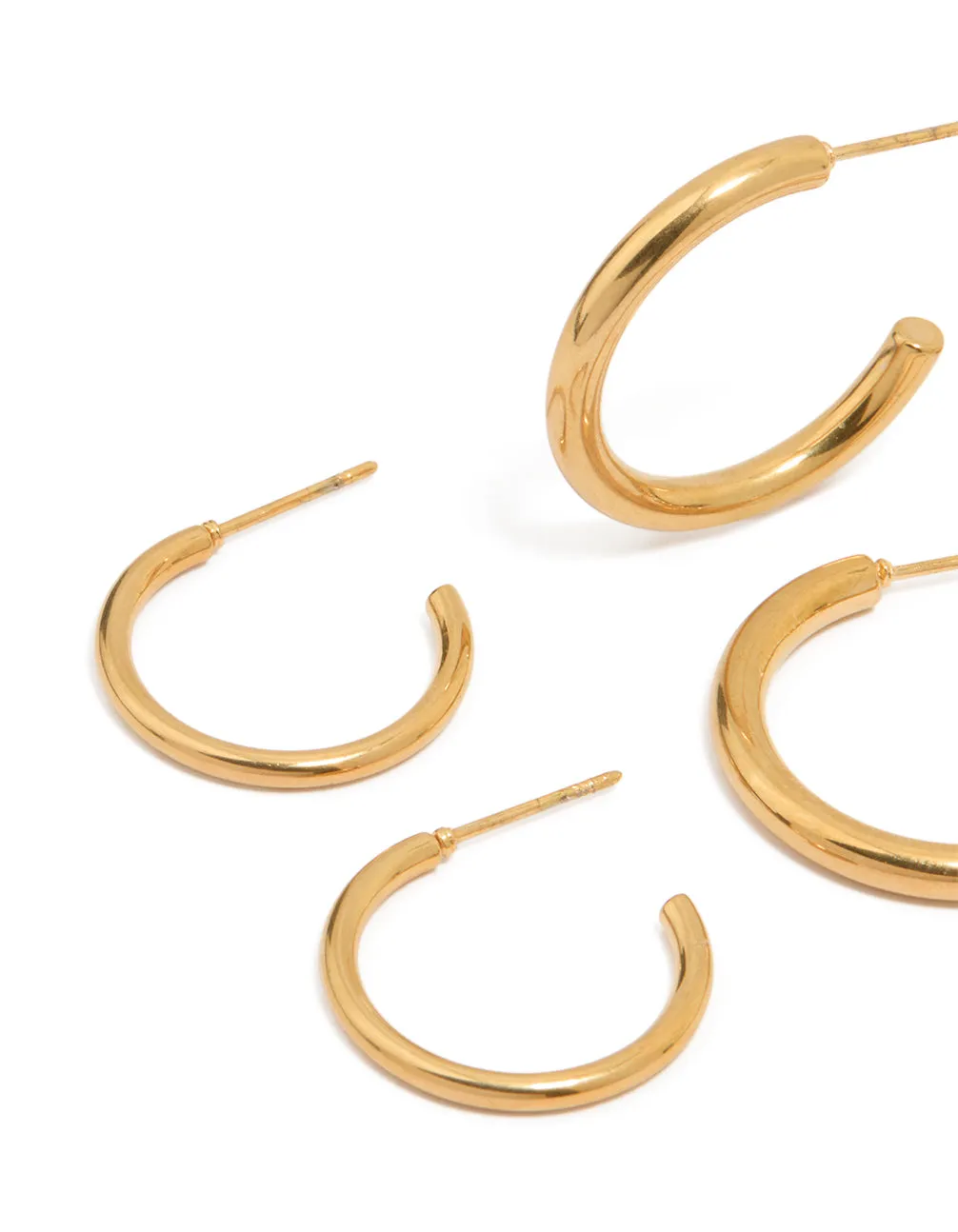 Waterproof Gold Plated Stainless Steel Twisted & Smooth Hoop Earrings 3-Pack sold by lovisa product image thumbnail 2