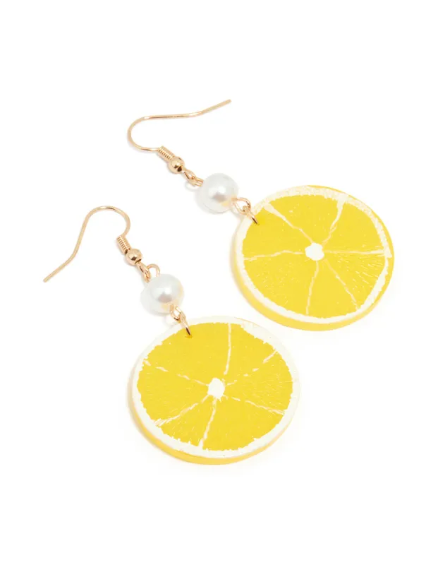 Gold Pearl Lemon Drop Earrings sold by lovisa