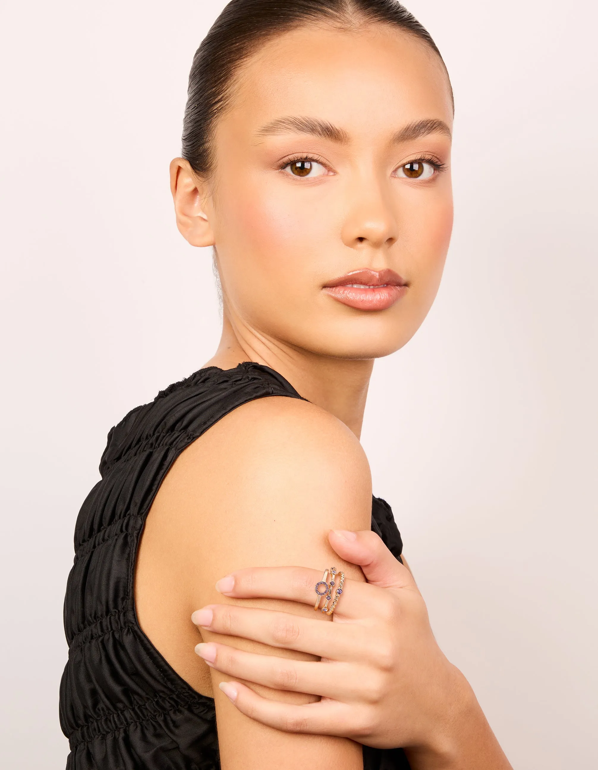 Rose Gold Purple Diamante Rings 3-Pack sold by lovisa product image thumbnail 3