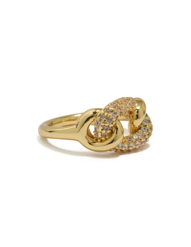 Gold Plated Cubic Zirconia Knot Ring sold by lovisa
