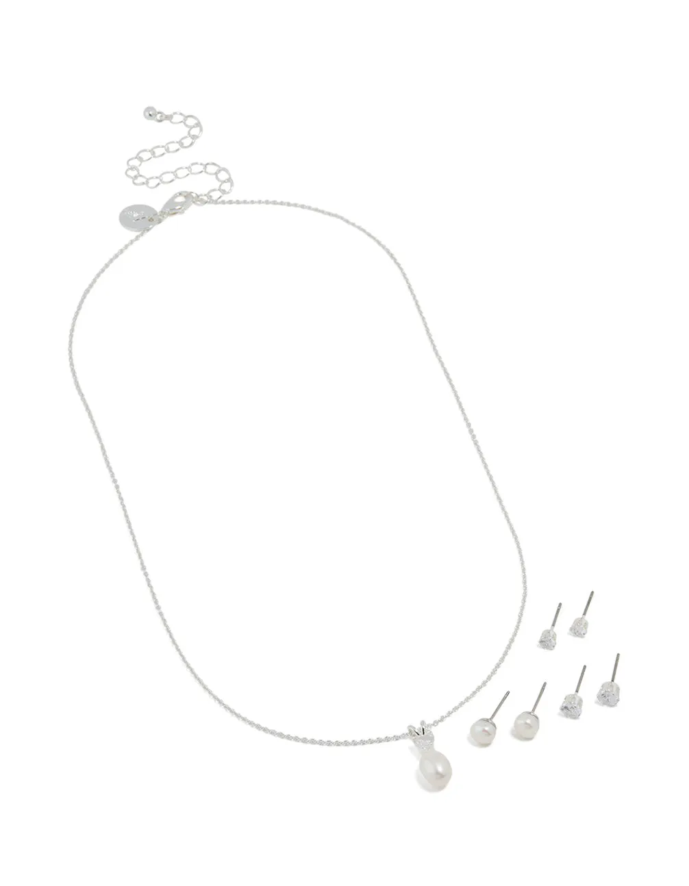 Silver Cubic Zirconia Freshwater Pearl Stud Necklace & Earrings Set sold by lovisa product image thumbnail 2