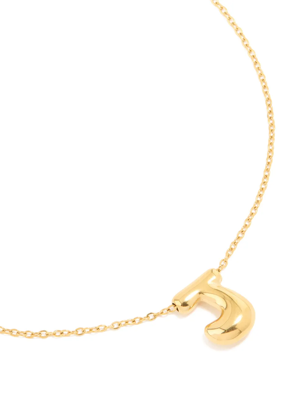 Waterproof Gold Plated Stainless Steel Large Bubble Letter J Necklace sold by lovisa