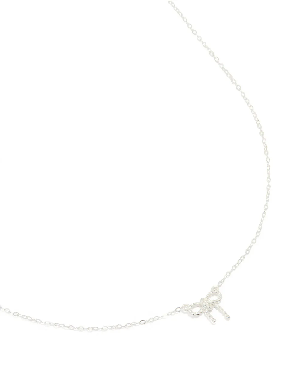 Sterling Silver Textured Bow Necklace sold by lovisa