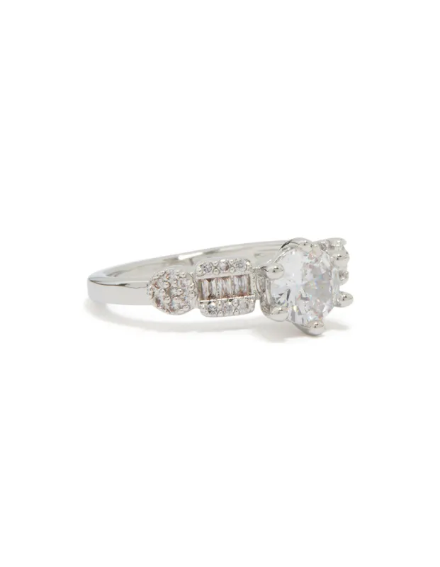 Silver Cubic Zirconia Small Round Ring sold by lovisa