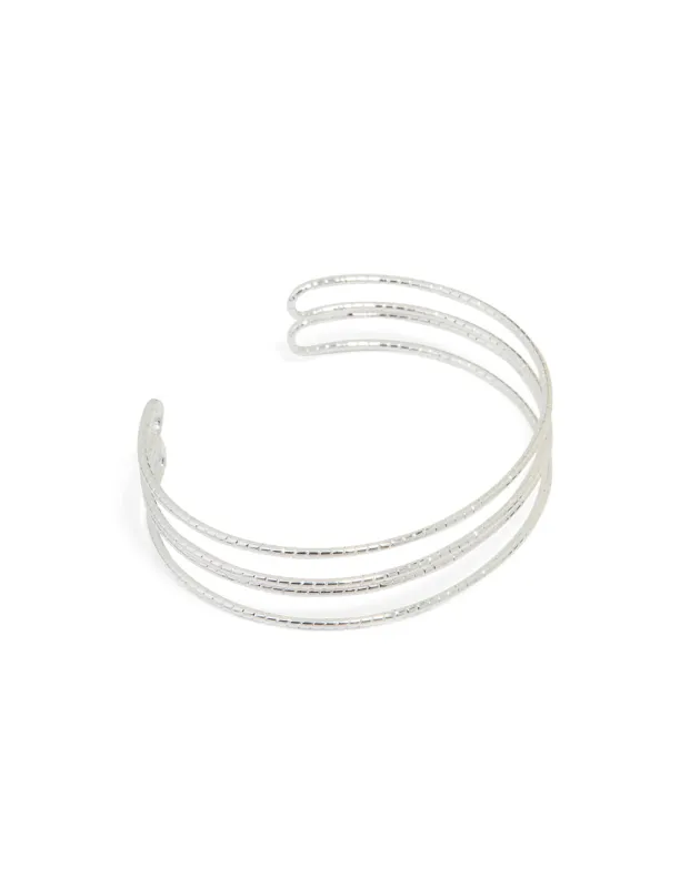 Silver Wire Textured Wire Wrist Cuff sold by lovisa