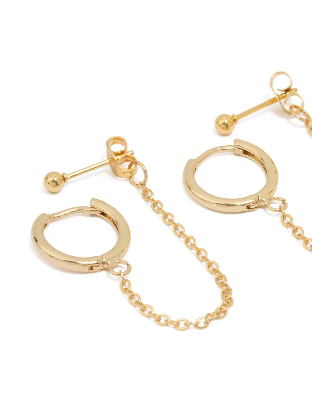 Waterproof Gold Plated Stainless Steel Cubic Zirconia & Sleek Huggie Earrings 3-Pack sold by lovisa product image thumbnail 2