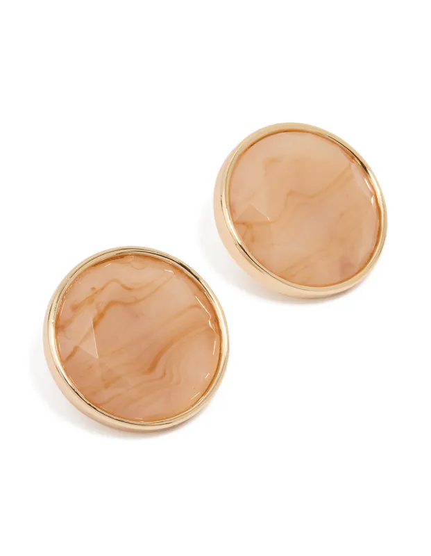 Gold Stone Circle Stud Earrings sold by lovisa