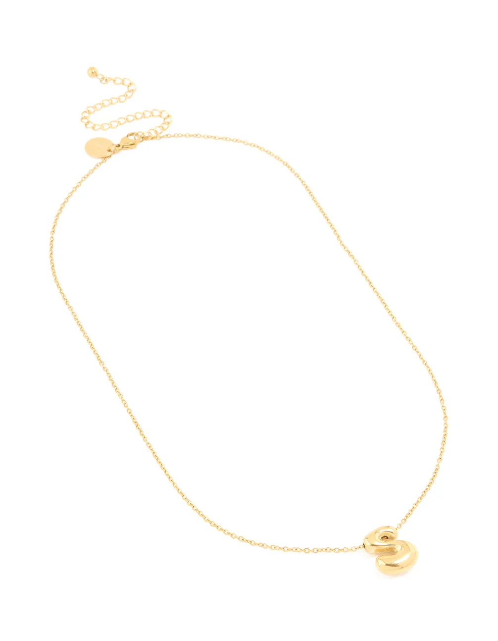 Waterproof Gold Plated Stainless Steel Large Bubble Letter S Necklace sold by lovisa product image thumbnail 2