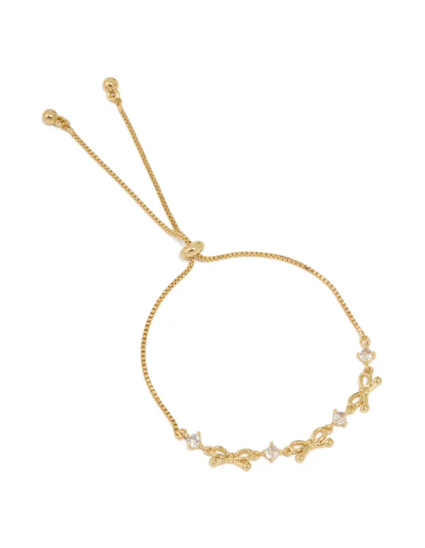 Gold Plated Cubic Zirconia Bow Toggle Bracelet sold by lovisa