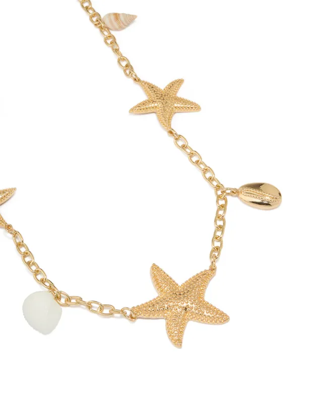 Gold Starfish & Sea Charms Belt sold by lovisa