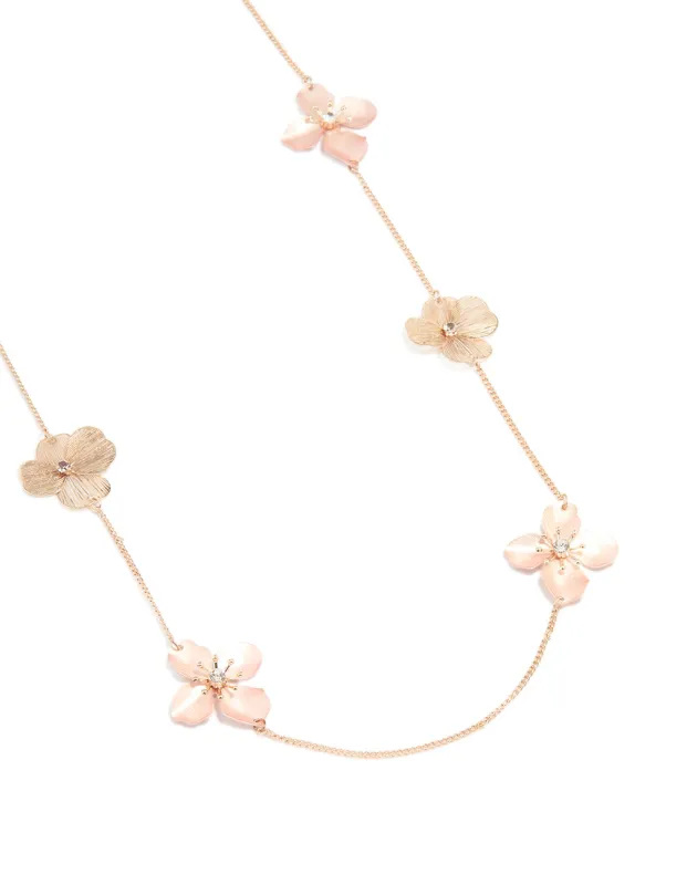 Rose Gold Laser Cut Flower Necklace sold by lovisa