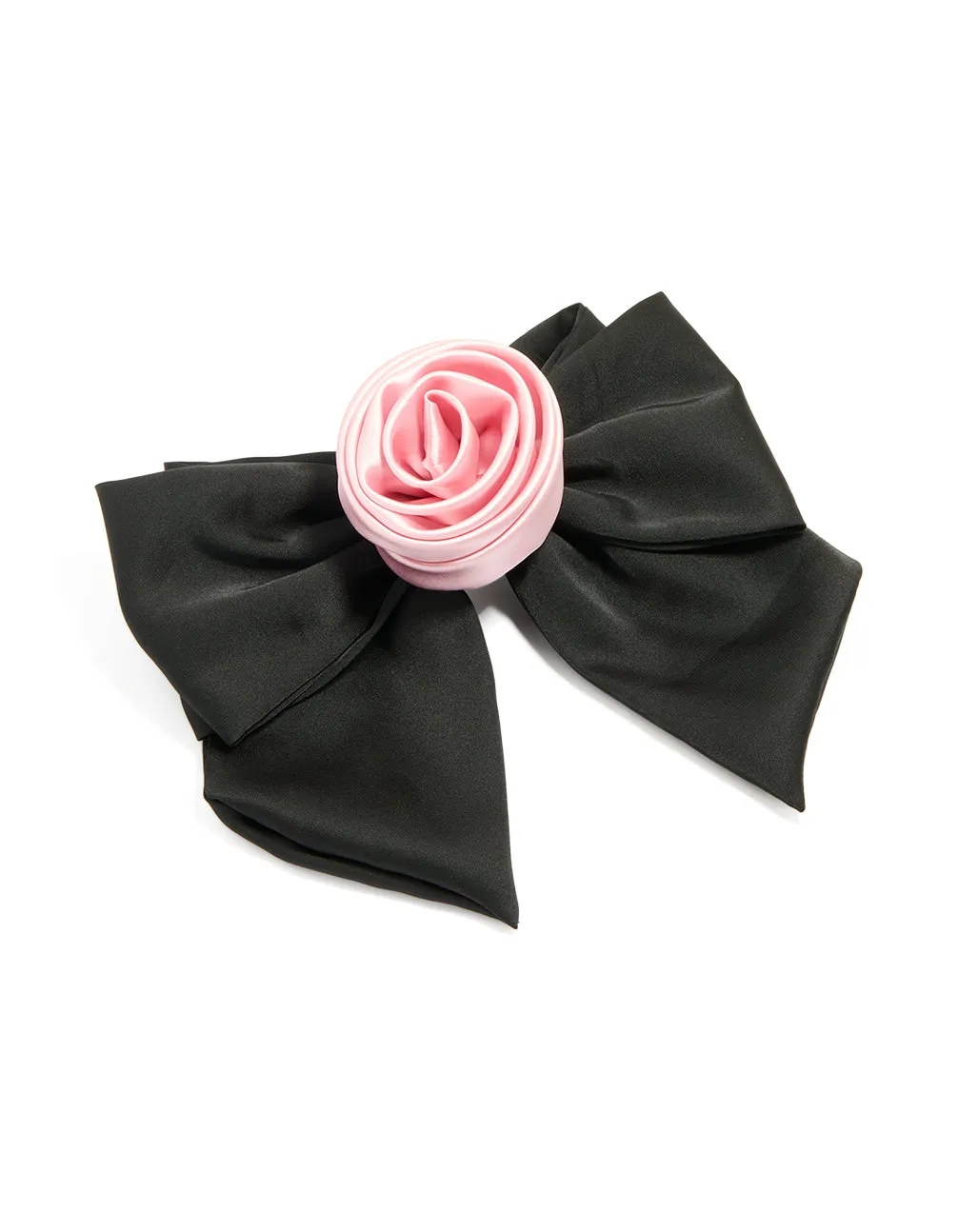 Black Rosette Short Bow Fabric Hair Clip sold by lovisa