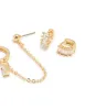 Gold Plated Baguette Huggie & Chain Earrings 4-Pack sold by lovisa