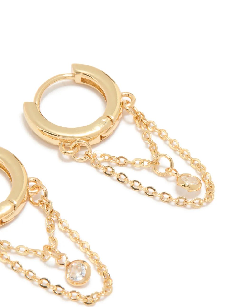 Gold Plated Cubic Zirconia Huggie Chain & Stud Earrings 2-Pack sold by lovisa product image thumbnail 3