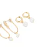 Gold Plated Cubic Zirconia & Pearl Huggie Earrings 4-Pack sold by lovisa