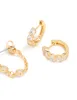 Gold Plated Cubic Zirconia Huggie Chain & Stud Earrings 2-Pack sold by lovisa