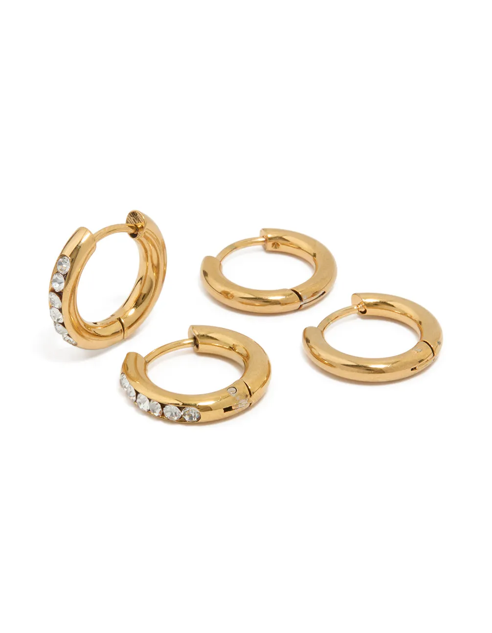 Waterproof Gold Plated Stainless Steel Chunky Hoop Earrings 2-Pack sold by lovisa