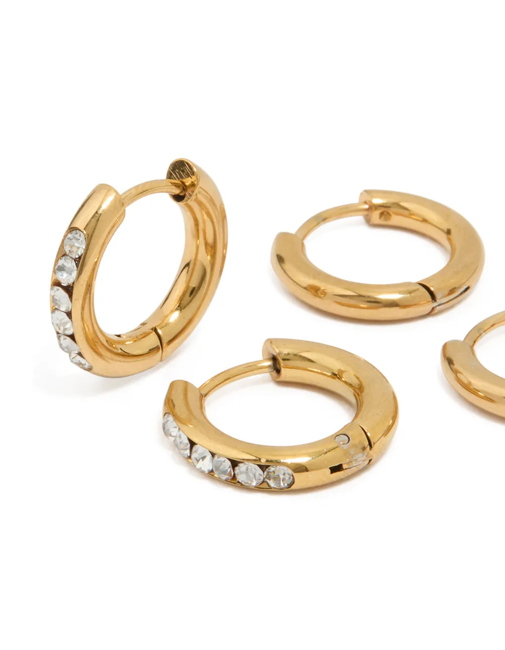Waterproof Gold Plated Stainless Steel Chunky Hoop Earrings 2-Pack sold by lovisa product image thumbnail 2