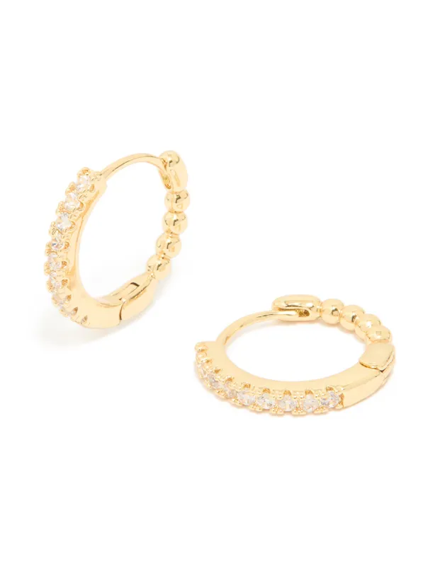 Gold Plated Cubic Zirconia Small Huggie Earrings sold by lovisa