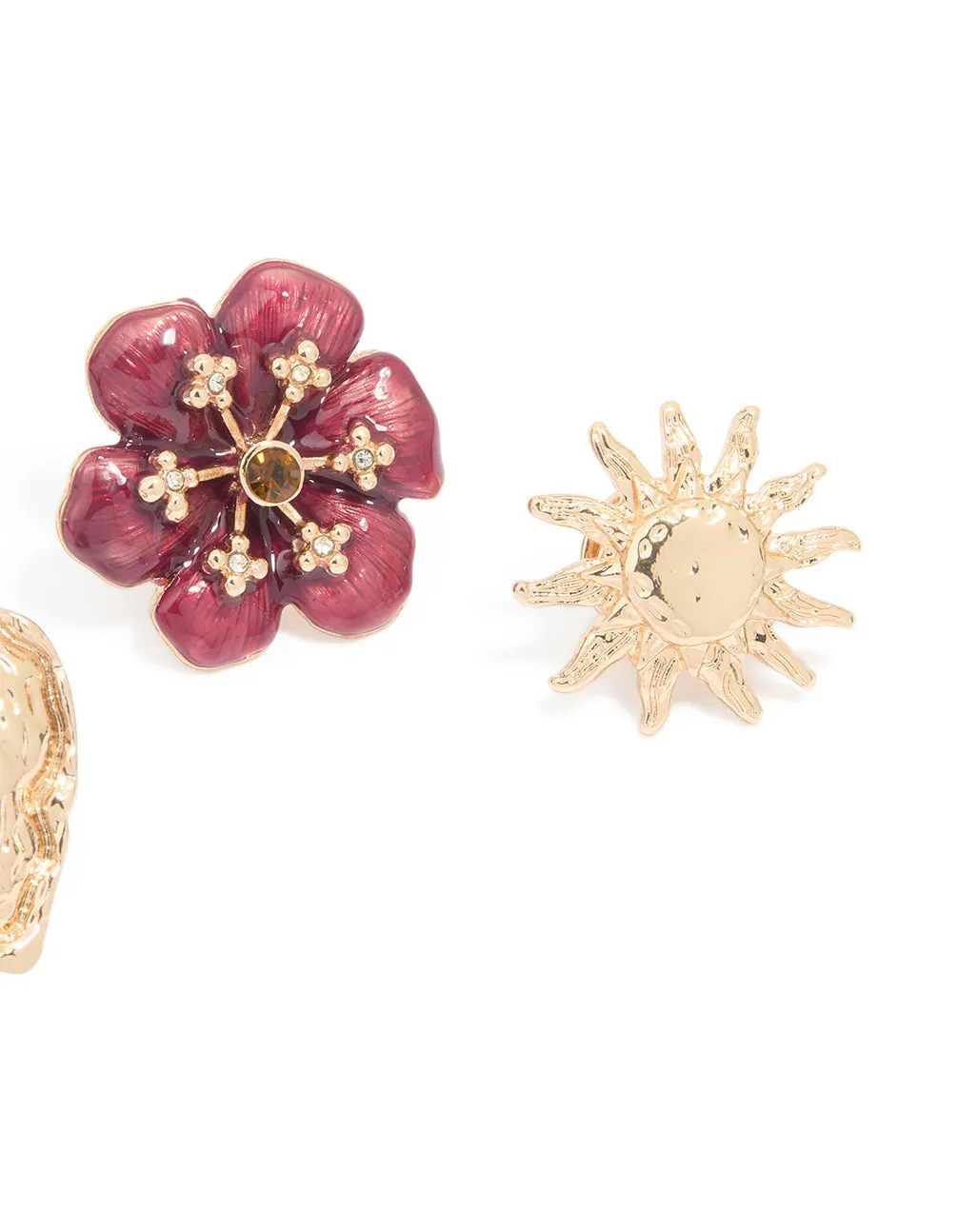 Gold Textured Heart & Flower Brooches 3-Pack sold by lovisa product image thumbnail 3