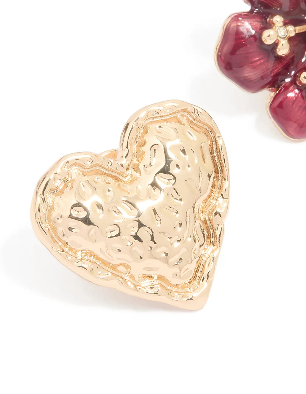 Gold Textured Heart & Flower Brooches 3-Pack sold by lovisa product image thumbnail 2