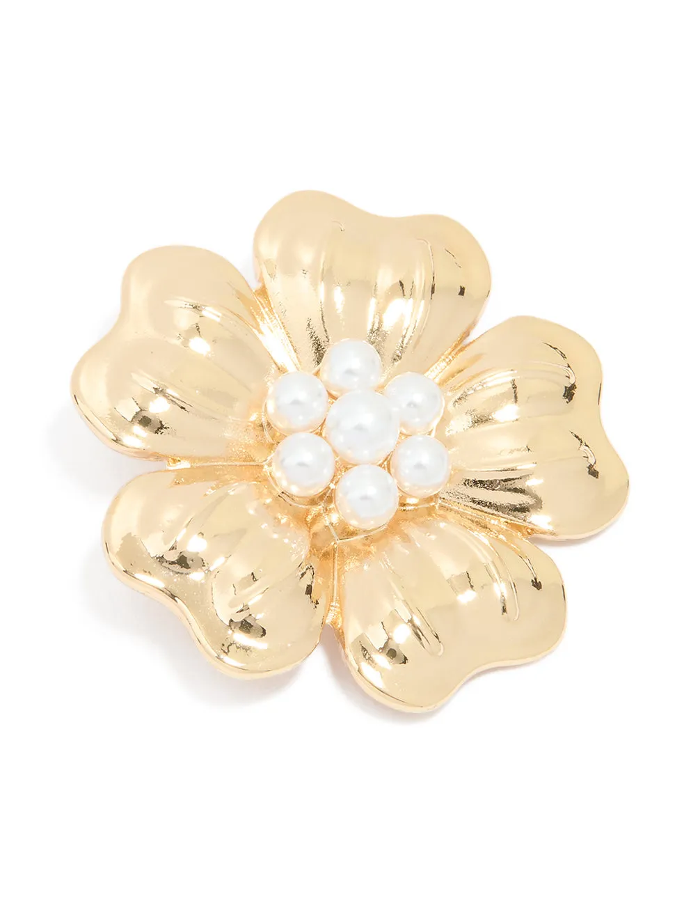 Gold Pearl Floral Brooch sold by lovisa