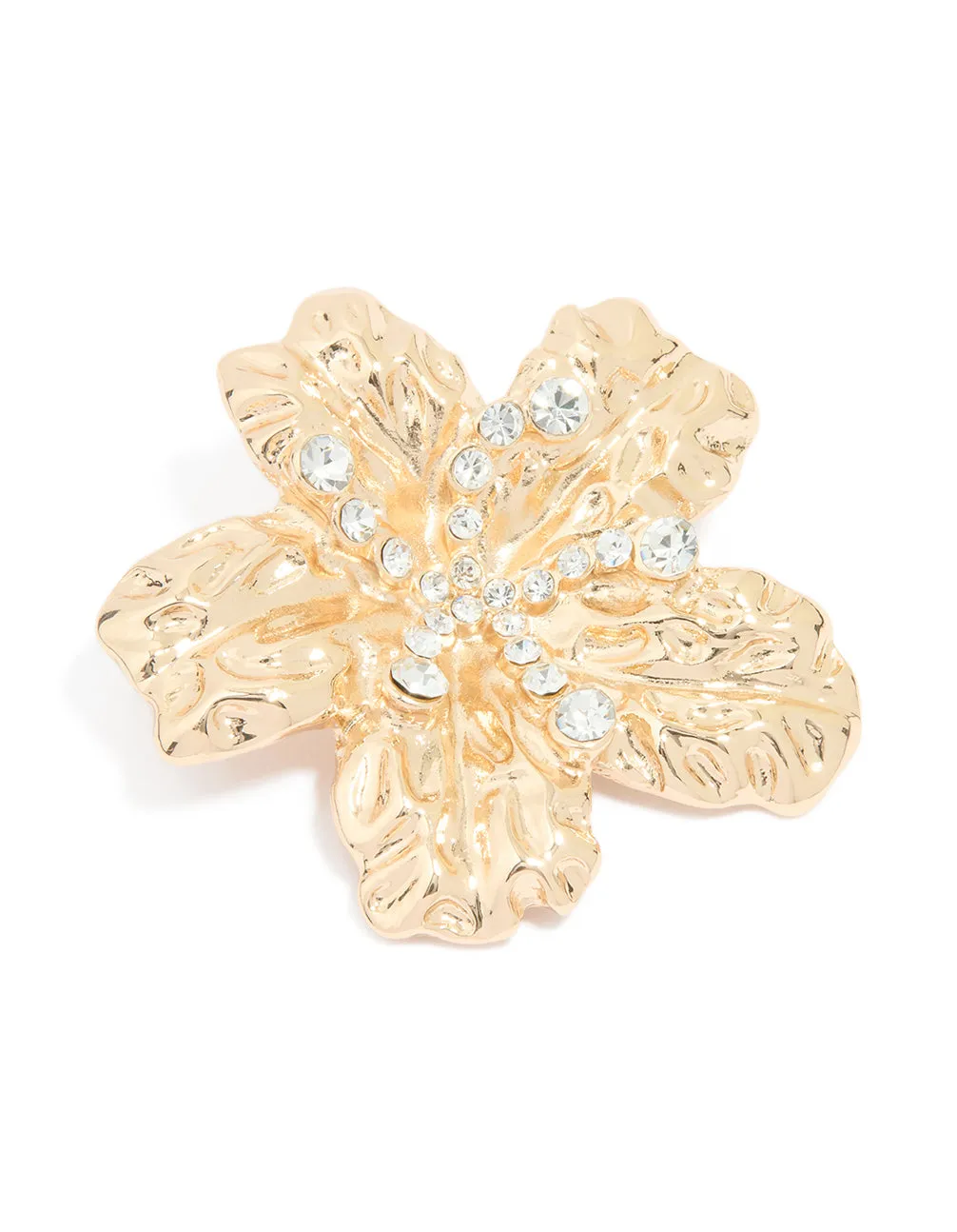 Gold Floral Diamante Brooch sold by lovisa
