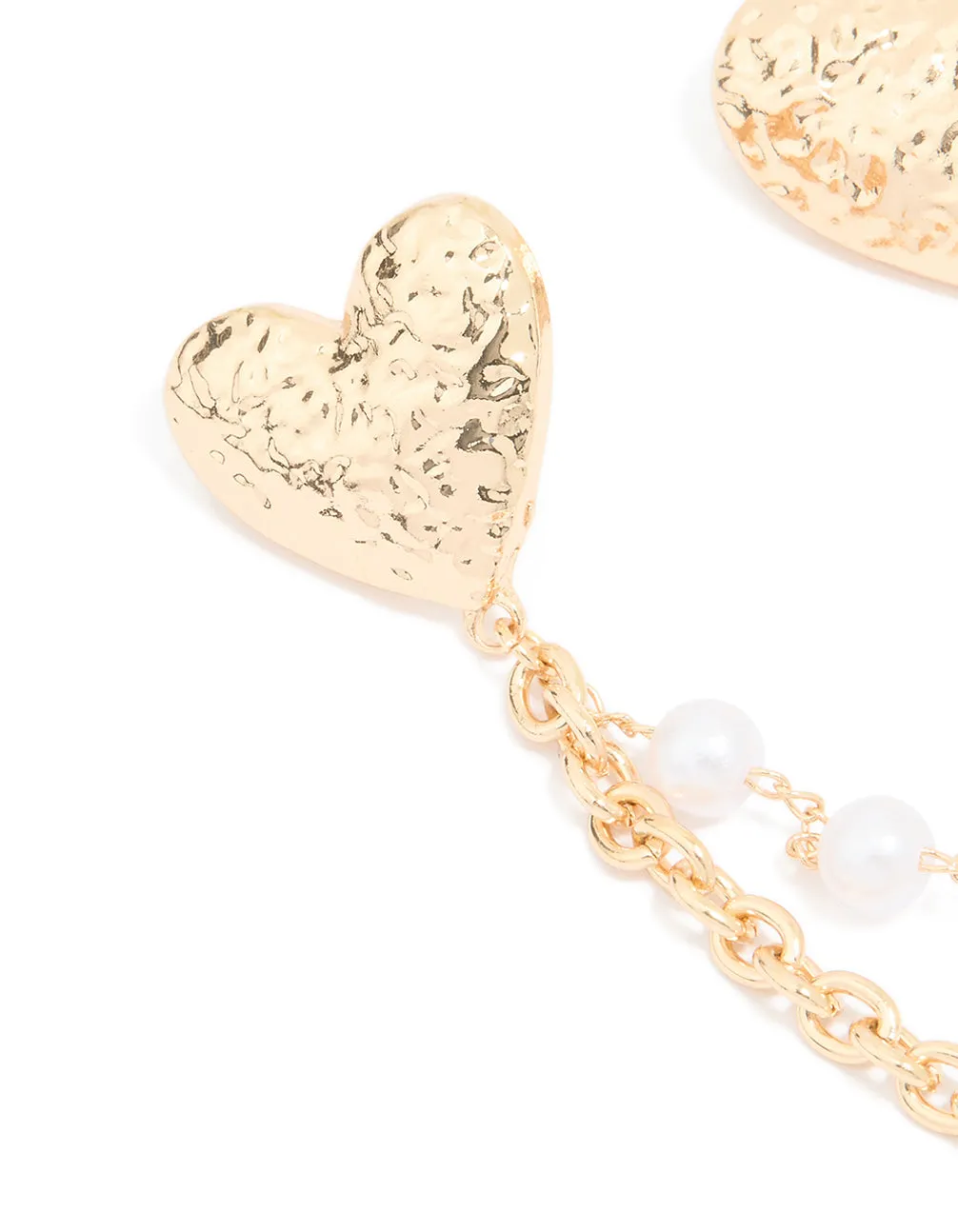 Gold Textured Double Heart Chain Brooch sold by lovisa product image thumbnail 2