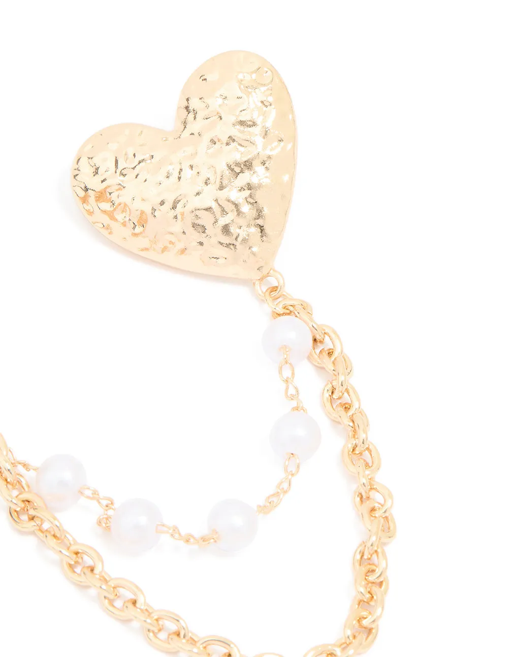 Gold Textured Double Heart Chain Brooch sold by lovisa product image thumbnail 3