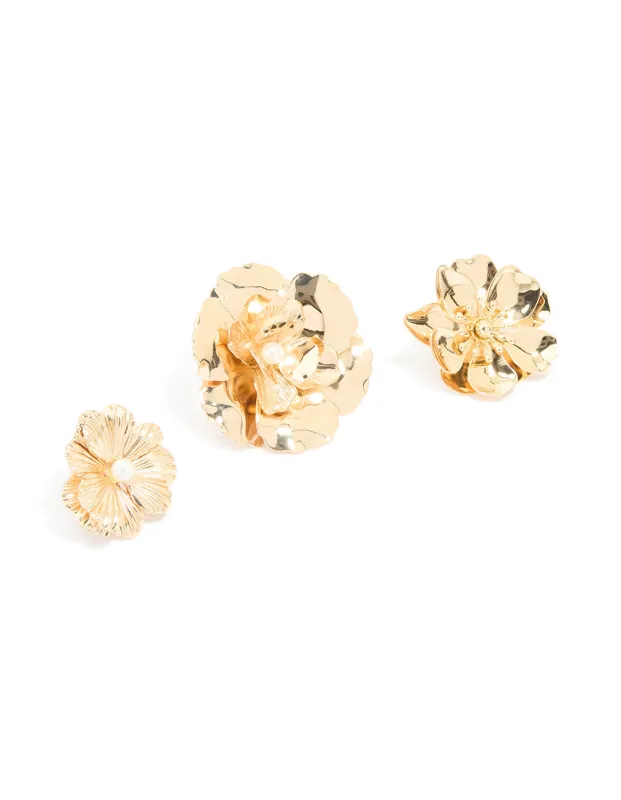 Gold Floral Brooches 3-Pack sold by lovisa