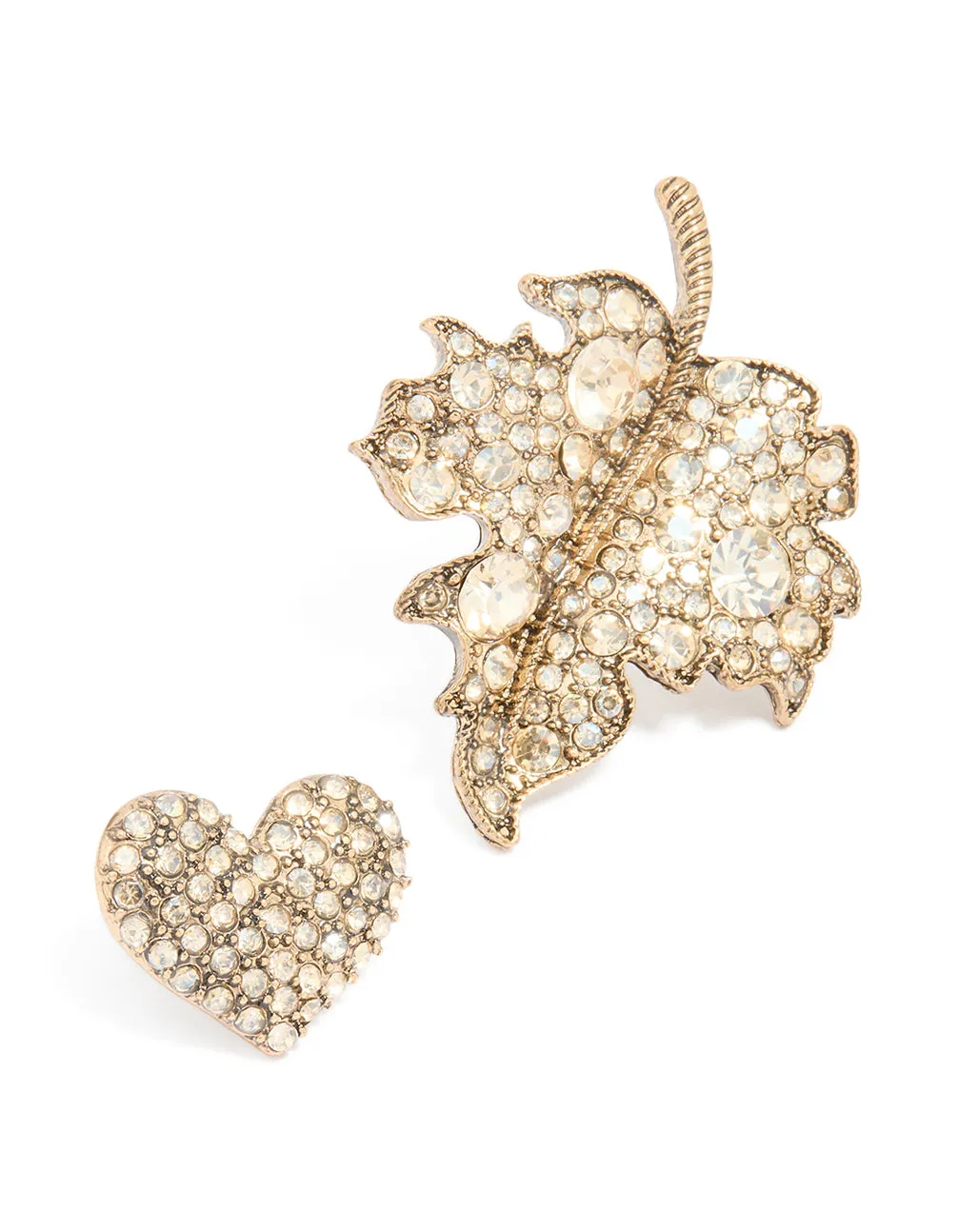 Worn Gold Diamante Leaf Brooches 3-Pack sold by lovisa product image thumbnail 2