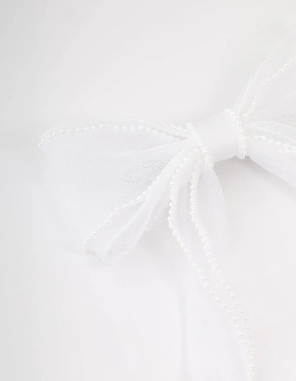 White Organza Fabric & Pearl Bow Hair Clip sold by lovisa product image thumbnail 2