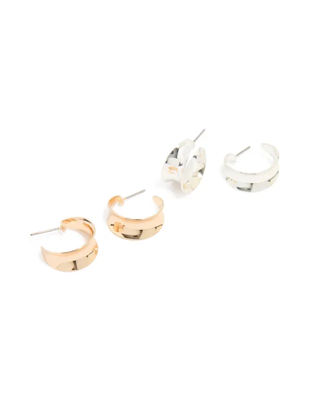 Mixed Metal Slope Hoop Earrings 2-Pack sold by lovisa