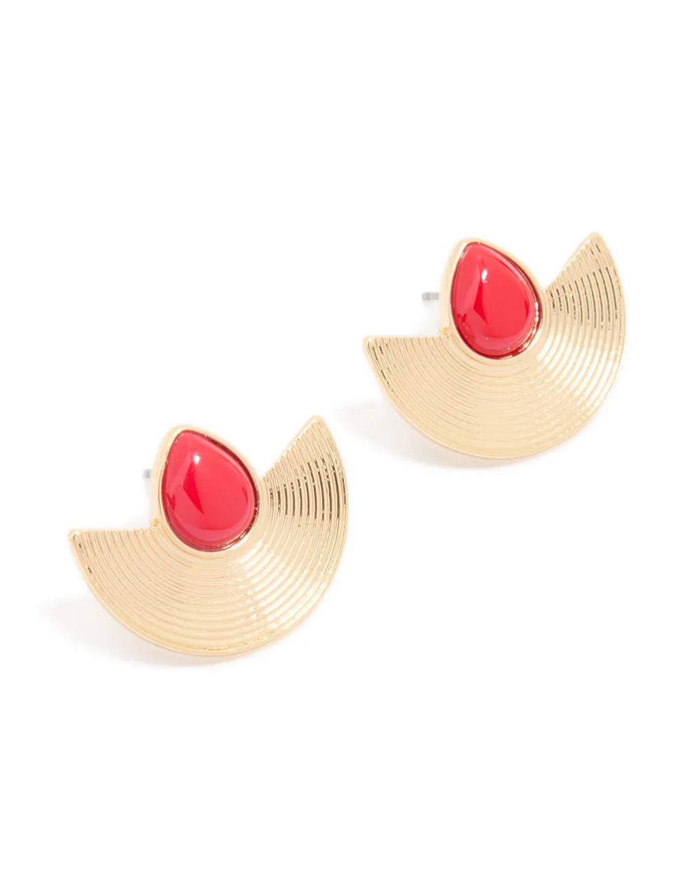 Gold Plated Pear Disc Stud Earrings sold by lovisa