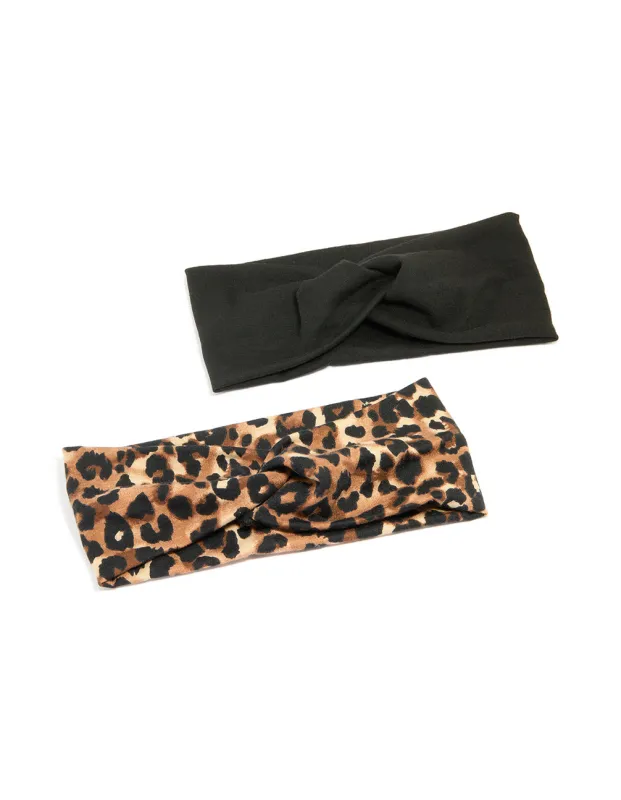 Animal Print Twisted Stretch Headbands 2-Pack sold by lovisa