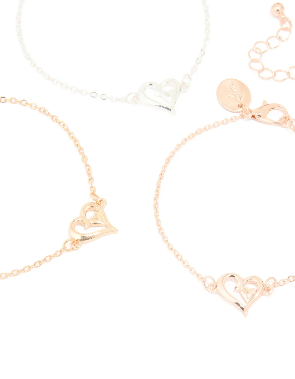 Mixed Metal Heart Bracelets 3-Pack sold by lovisa product image thumbnail 2